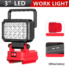 18V LED Work Light – Cordless Workshop & Camping Light with 2x USB (Fits Milwaukee/Makita/DeWalt Batteries)
