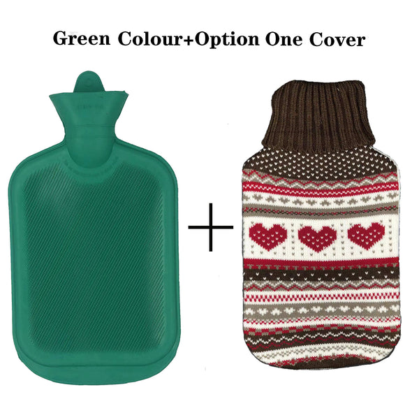2L Hot Water Bottle Winter Warm Natural Rubber Bag Relaxing Warmer and COVER
