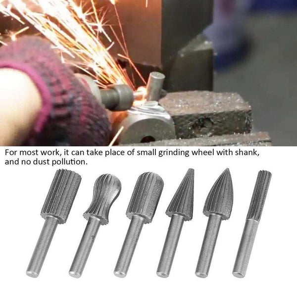 6/12pcs Tungsten Steel Carbide Burrs For Rotary Drill Bit Die Grinder 6mm Shank