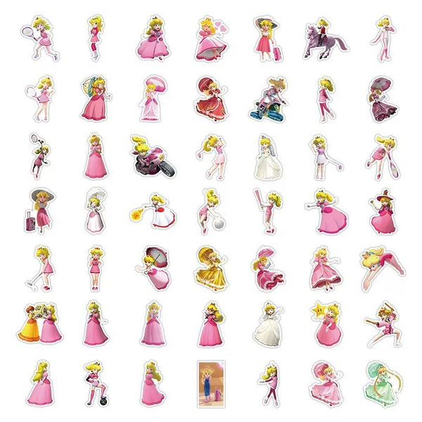 100PCS Princess Peach Stickers Collection Kids Birthday Party Favour