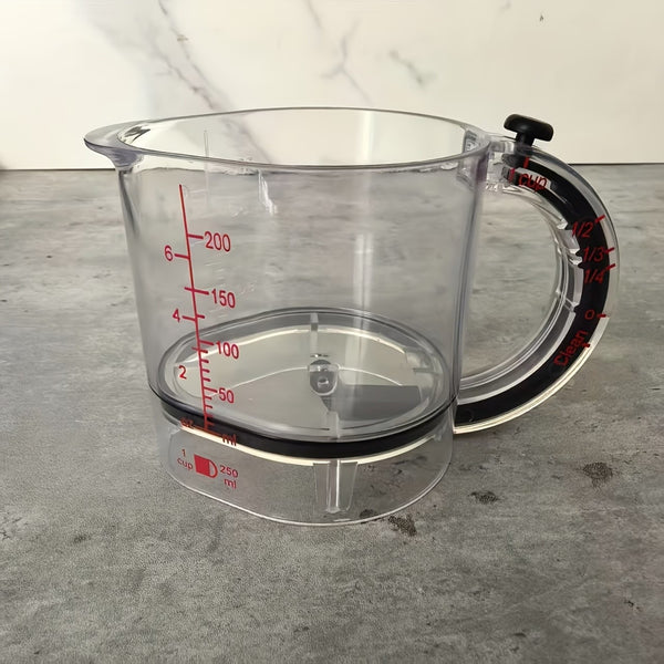 Adjustable Measuring Cup 4-in-1 | Transparent Kitchen Measure Jug + 5 Stainless Steel Spoons