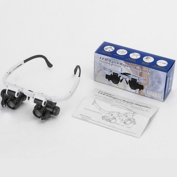 Jeweler Repair Magnifier LED Lamp Headband Light Head-Mounted Magnifying Glasses