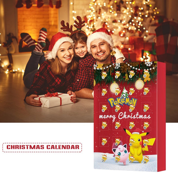 Family at Christmas with the red mini figure advent calendar