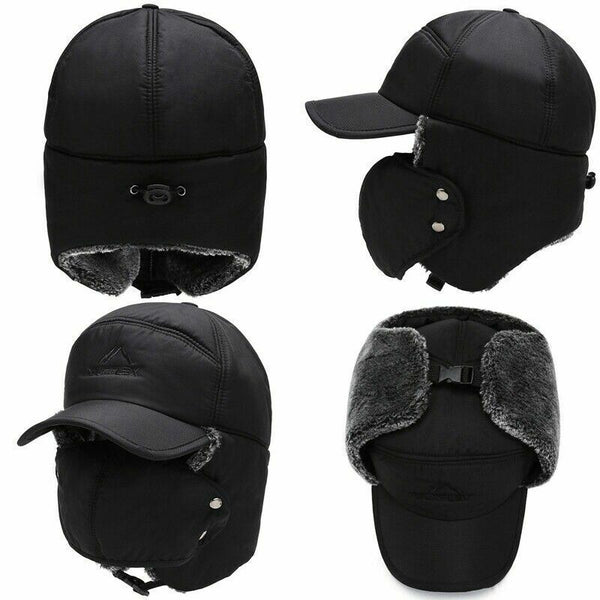 Winter 3 in 1 Thermal Fur Lined Trapper Bomber Hat with Ear Flap Face Mask Cap