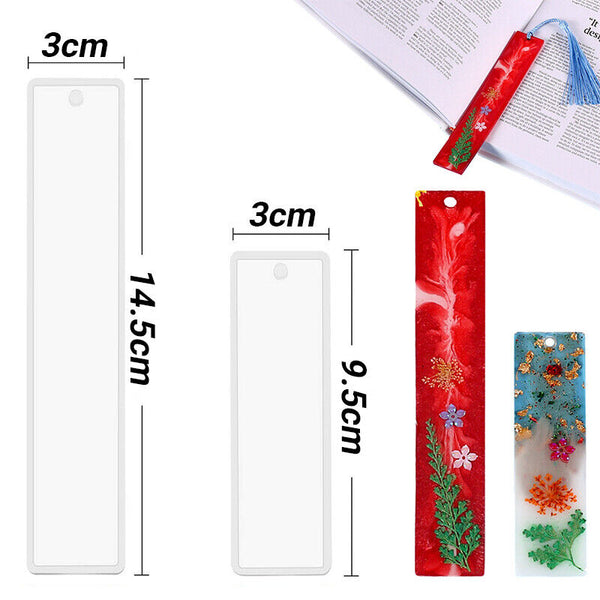 2X Mould Casting Craft Pendant Resin Epoxy Silicone Bookmark Mold DIY Rectangle