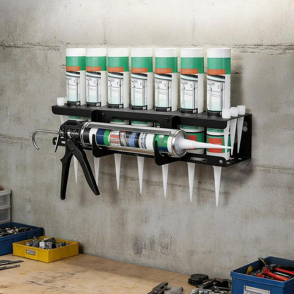 Caulking Gun Storage Rack 6 Hole Wall Mount Sealant Tube Holder Organiser