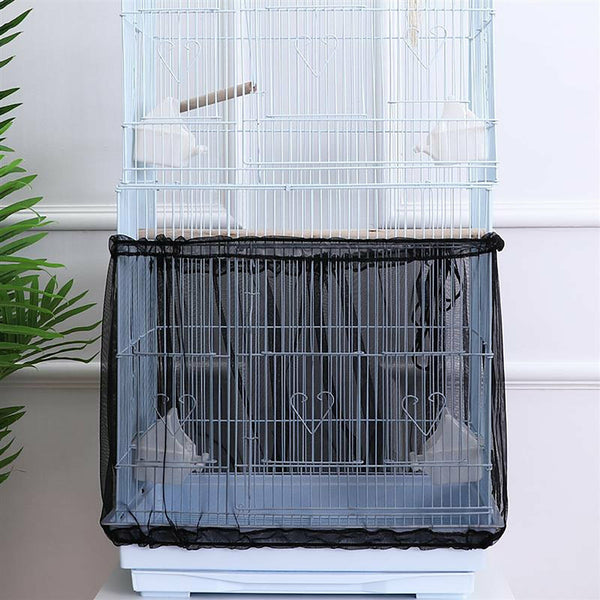 Shell Skirt Mesh Cover Pet Bird Cage Guard Nylon Net Seed Catcher S-L Black AUS