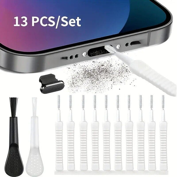 13PCS Mobile Phone Speaker & Port Dust Removal Cleaner Tool Kit Cleaning Equipme