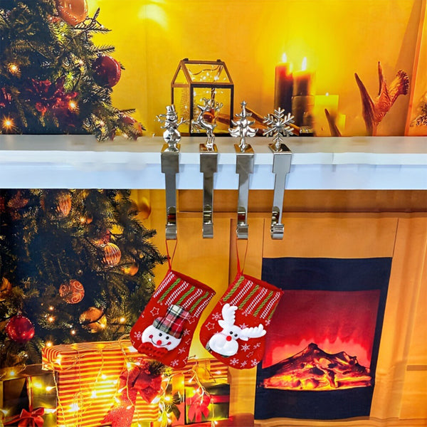 4 Pcs Christmas Stocking Hanger Fireplace Clip Metal Holder Hooks Xmas Tools AU
