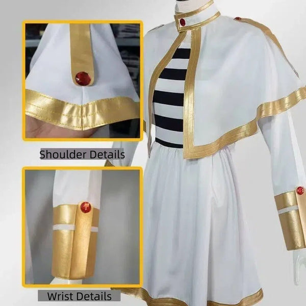 Anime Mage Cosplay Costume Set White Wig Fantasy Dress Outfit Book Week Party