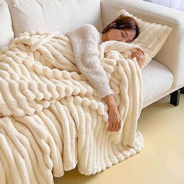 Plush Throw Blanket Soft Warm Sofa Bed Blanket for All Seasons