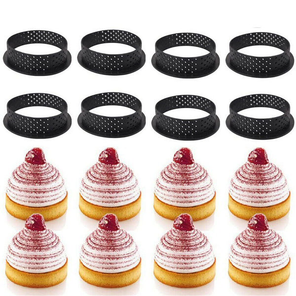 30X Cake Mold Perforated Cutter Round-Shape Mousse Circle Ring Tart Decor Baking