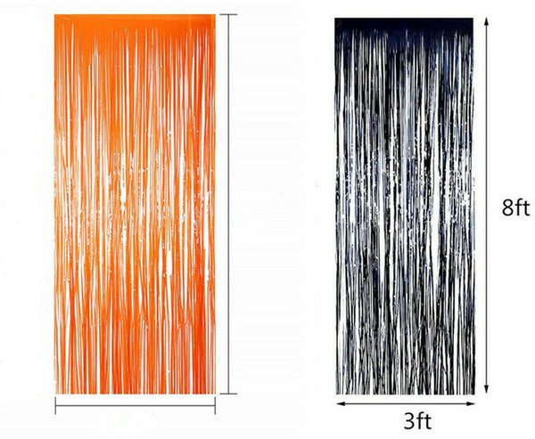 Halloween Black Orange 1*2M Metallic Door Fringe Curtain Decoration Happy Party
