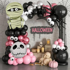 Pink Halloween Balloon Garland Kit – DIY Spider Arch with Ghost & Zombie Balloons