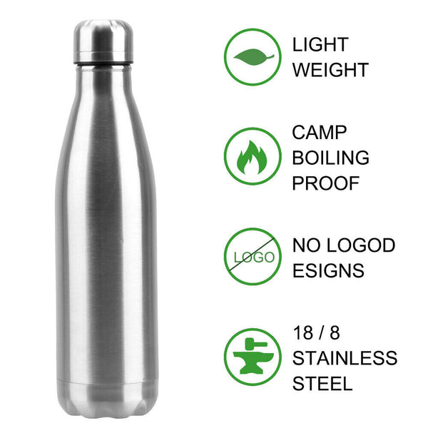 Stainless Steel Vacuum Water Bottle Sports Drink Cup Flask 500/750/1000ml