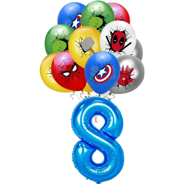 Avengers Balloons Set With Numbers Party Supplies Superhero Birthday Decoration