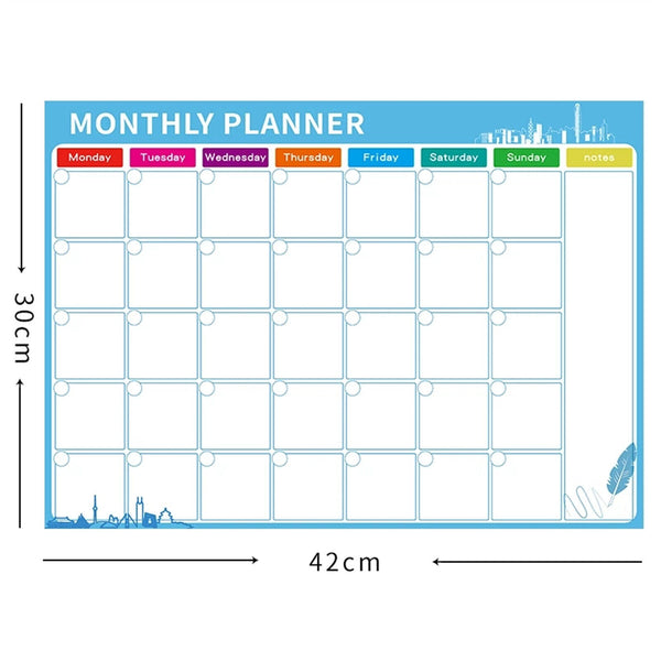 Monthly/Weekly Planner Fridge Calendar Magnetic Board with 3 markers + an Eraser