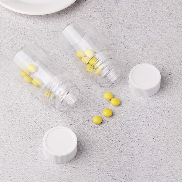 100pcs 50ml Plastic Clear Empty Liquid Bottles Vial Reagent Sample Containers AU