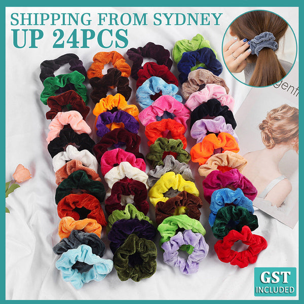 UP 24PCS Velvet Scrunchies Ponytail Women Hair band Elastic Hair Bands Scrunchy