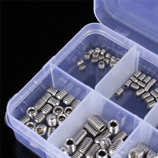 NEW 220Pcs Stainless Steel Allen Head Socket Set Grub Screws Assortment Kit AU