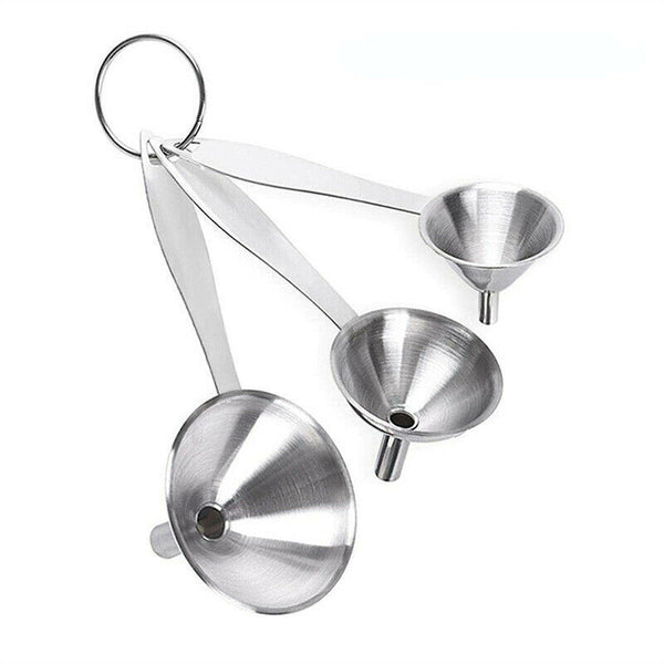 3Pcs Stainless Steel Specialist Funnel Hopper Filter Wide Mouth Canning Kitchen