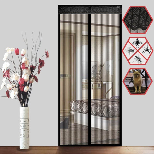 1X Magic Magnetic Door Mesh Net Black Fly Screen Mosquito Bug Curtain Hands Free