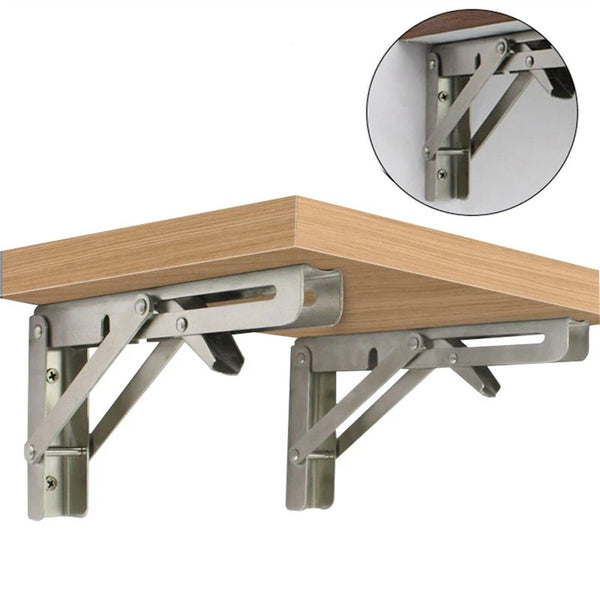 2PCS Stainless Steel Folding Table Bracket Shelf Bench Load Heavy Duty