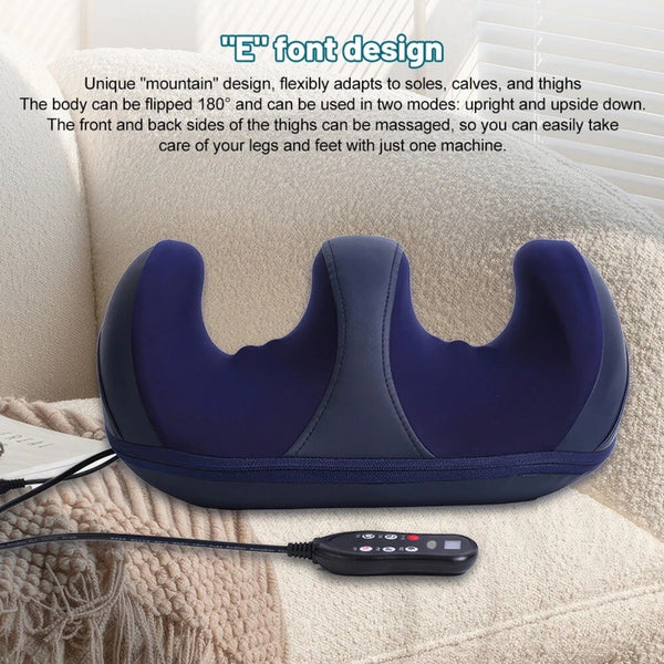 Foot Massager - Electric Shiatsu Kneading Leg & Calf Massage Machine with Heat (Navy Blue)