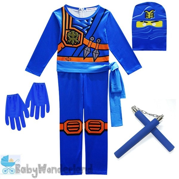 Boys Lego Ninjago Ninja Costume Jumpsuit Mask Gloves Cosplay Book Week Halloween