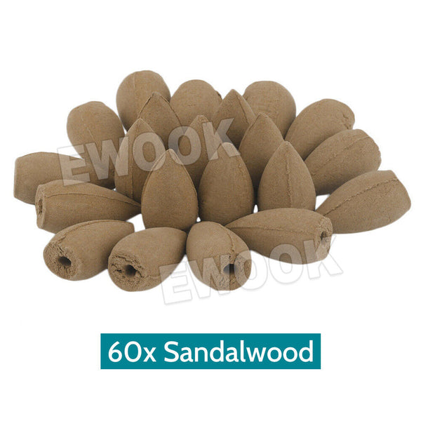 Backflow Ceramic Mountain Waterfall Smoke Incense Burner Cones Holder + 110 Cone