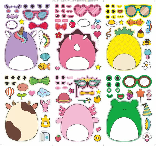 12 piece make a face sticker sets for party activity