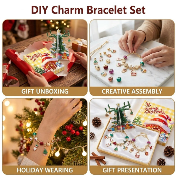 DIY charm bracelet set: gift unboxing, creative assembly, holiday wearing and gift presentation