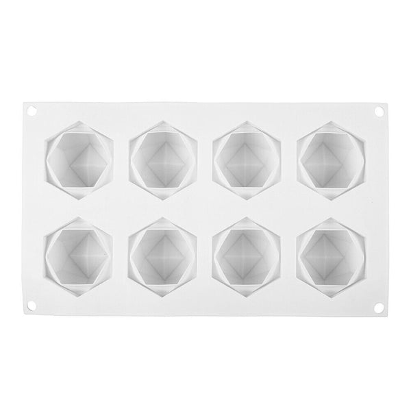 8 Holes Polygonal Cube Candle Mould Silicone Wax Cake Dessert Plaster Mold DIY
