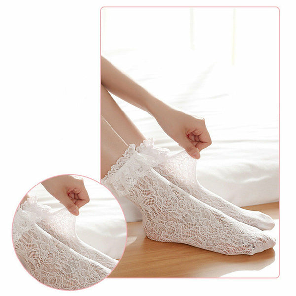 Women Lady Girls Ankle Fancy Fairy Retro Lace Ruffle frilly princess Short Socks