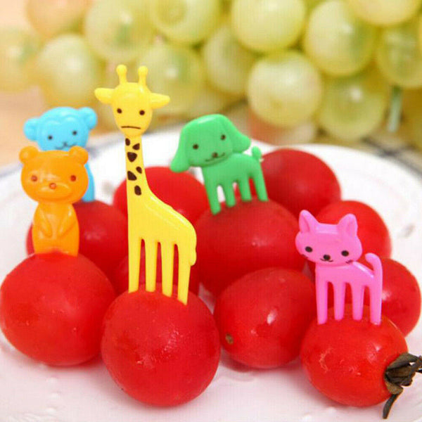 40/60 Pcs Mini Kids Animal Food Fruit Picks Forks Lunch Box Accessory Decor Tool