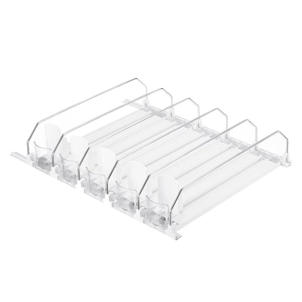 Beverage Pusher Shelf Adjustable Width Soda Can Bottle Pusher for Kitchen Fridge