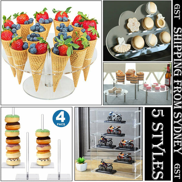 Wedding Party Acrylic Clear Donut Stand Cake Display Ice Cream Holder Figure BOX