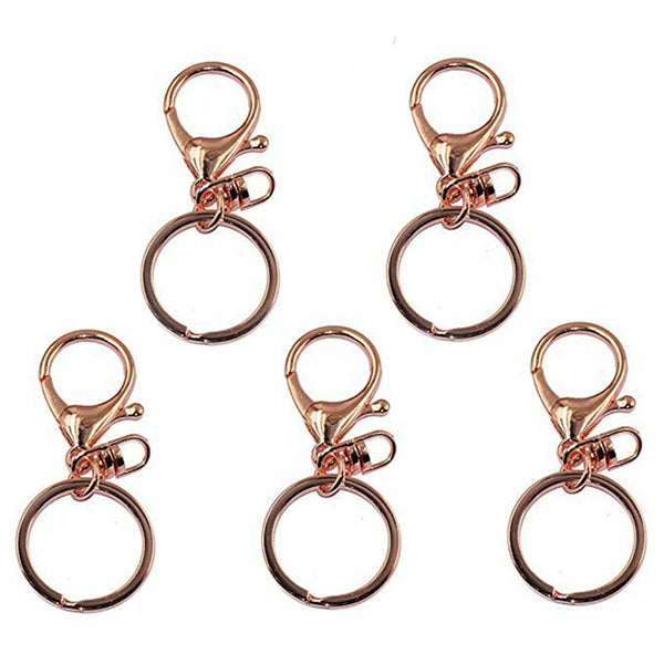 UP 100PCS Swivel Lobster Clasp Clips Hook Alloy Key Ring Split Keychain Durable