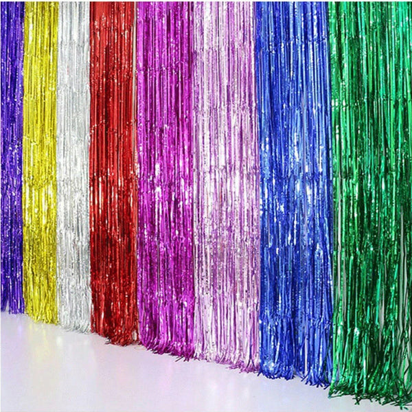 1M Tinsel Curtain Foil Metallic Fringe Backdrop Party Door Decorations Event AU