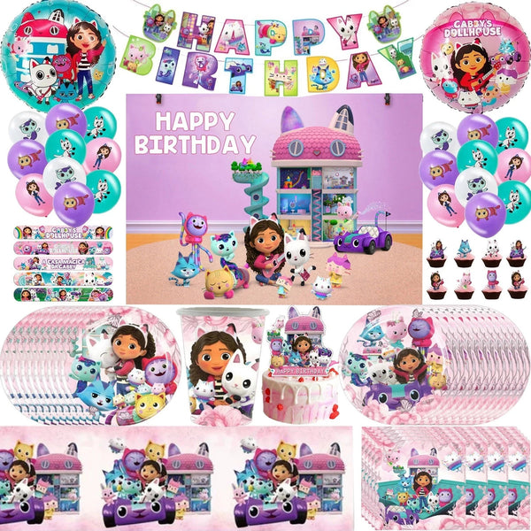 Gabby's Party Tableware Party Supplies Girls Birthday Banner Topper Balloon