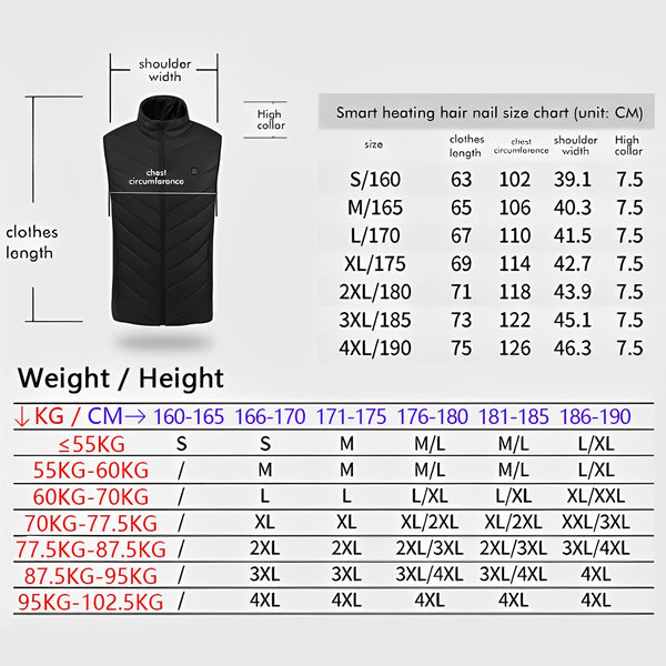 Unisex Thermal Warm Winter Body Warmer Heated Vest USB Electric Jacket Heat Pad