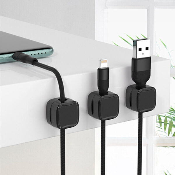 6Pcs Magnetic Cable Wire Clips Tidy Cord Lead Organiser USB Charger Cable Holder