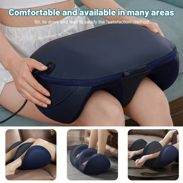 Foot Massager - Electric Shiatsu Kneading Leg & Calf Massage Machine with Heat (Navy Blue)