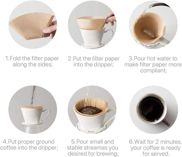 500PCS Coffee Filter Paper Natural Disposable Drip Coffee Filters 102 Size