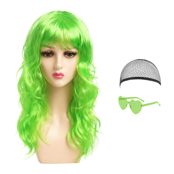 Wavy wig back view showing length