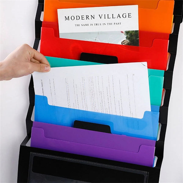 2PCS Wall Mount Hanging File Organizer 6 Pocket Document Folder Storage Holder