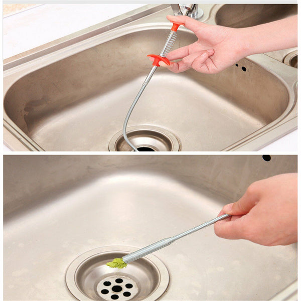 Flexible Spring Pick Up Tool Drain Unblocker Stick Snake Cleaner Hair Remover AU