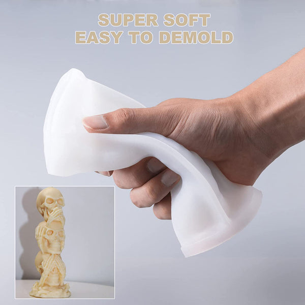 Silicone 3D Skull Candle Mold DIY Making Soap Wax Resin Mould Craft Halloween AU