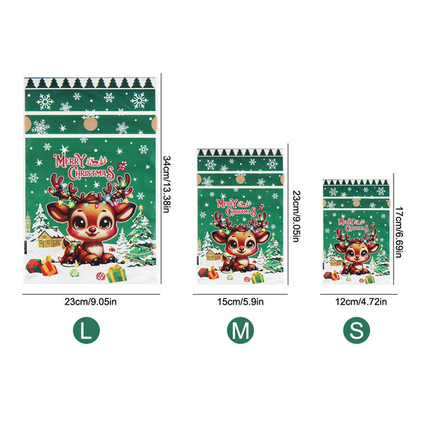 Reindeer Christmas gift bags in large 23 x 34, medium 15 x 23 and small 12 x 17 cm