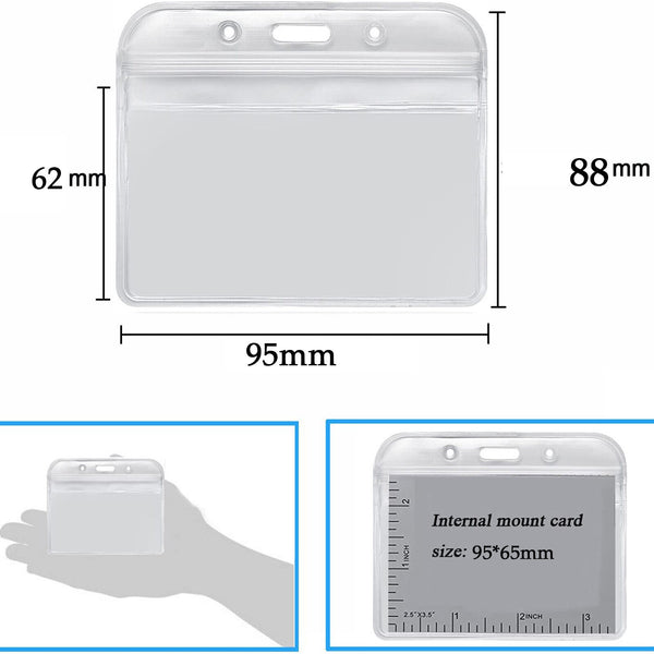 6X Retractable Key+10X Clear Badge Holder ID Card Pouch Lanyard Ring C